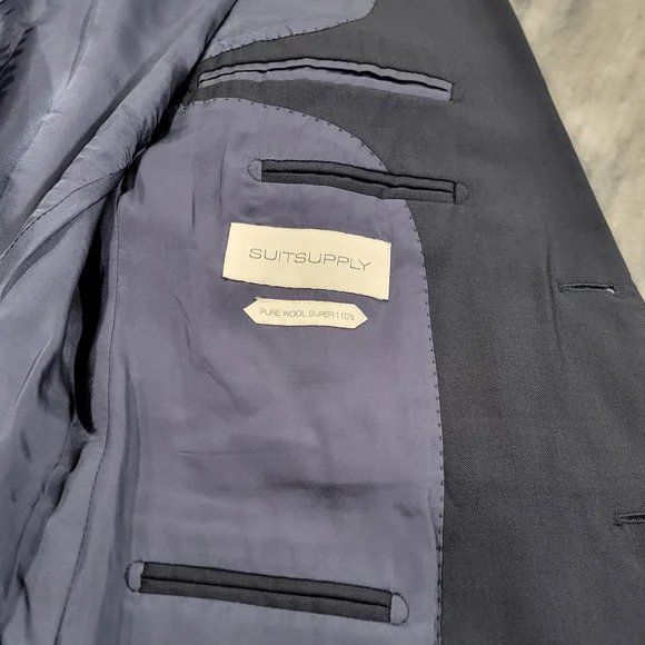 40R Men's SUITSUPPLY Wool Lazio Blazer Slim Fit Vitale Barberis Blue Sport Coat